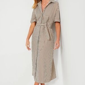 Tuckernuck Pomander Place Brown Gingham Seersucker Zacara Dress